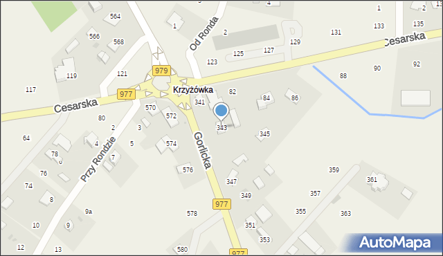 Moszczenica, Gorlicka, 343, mapa Moszczenica