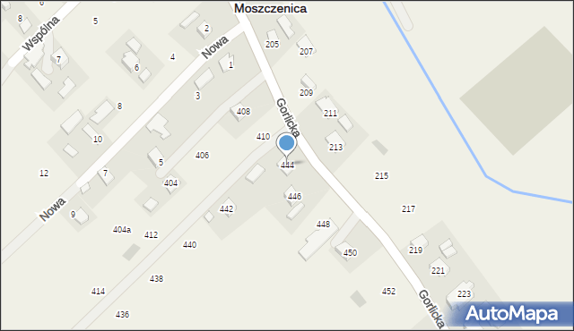 Moszczenica, Gorlicka, 444, mapa Moszczenica