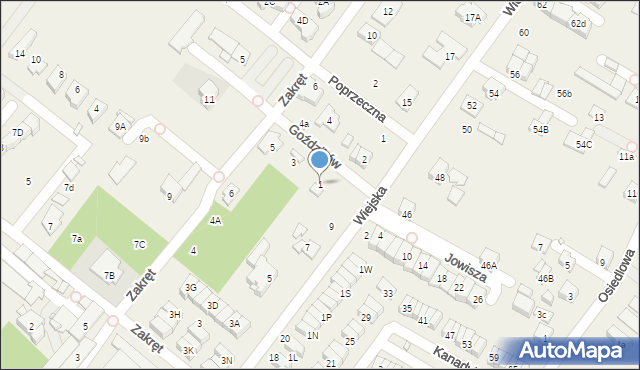 Mysiadło, Goździków, 1, mapa Mysiadło