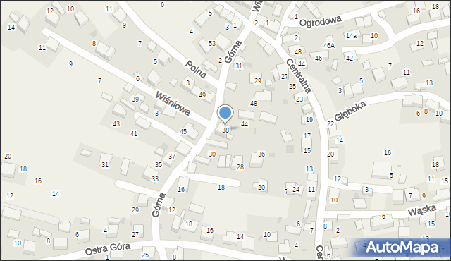 Myślachowice, Górna, 38, mapa Myślachowice