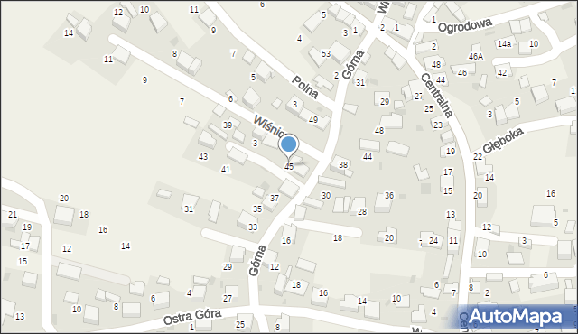 Myślachowice, Górna, 45, mapa Myślachowice