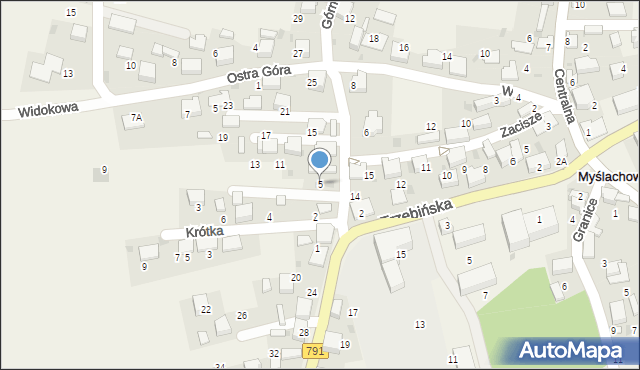 Myślachowice, Górna, 5, mapa Myślachowice