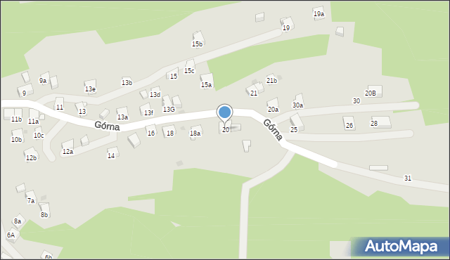 Myślenice, Górna, 20, mapa Myślenice