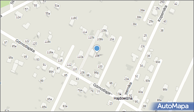 Mysłowice, Górnośląska, 106, mapa Mysłowice