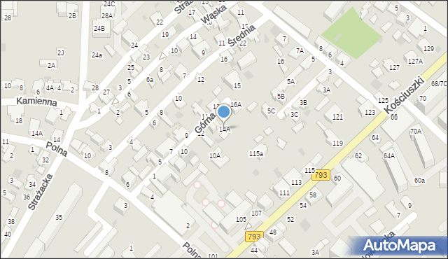 Myszków, Górna, 14A, mapa Myszków