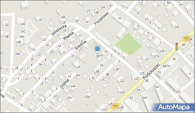 Myszków, Górna, 16, mapa Myszków
