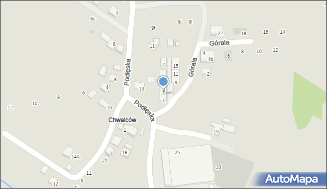 Niepołomice, Górala, 1a, mapa Niepołomice