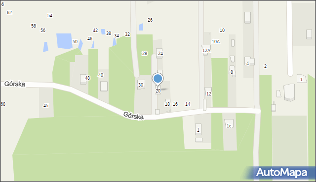 Nierada, Górska, 20, mapa Nierada