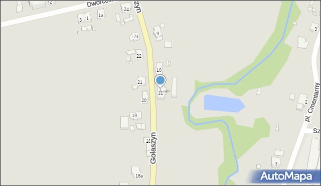 Nowe Miasteczko, Gołaszyn, 11, mapa Nowe Miasteczko
