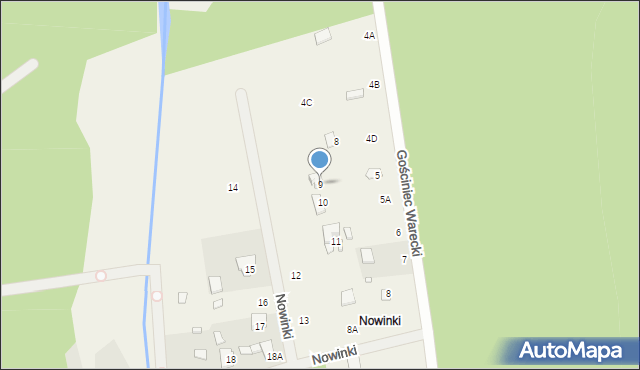 Nowinki, Gościniec Warecki, 9, mapa Nowinki