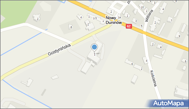 Nowy Duninów, Gostynińska, 1, mapa Nowy Duninów
