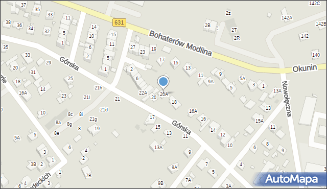 Nowy Dwór Mazowiecki, Górska, 20A, mapa Nowy Dwór Mazowiecki