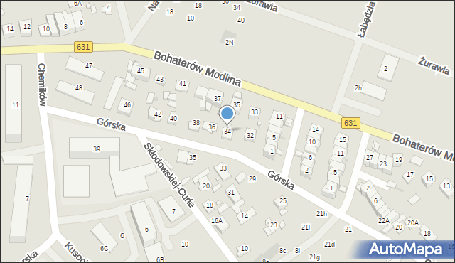Nowy Dwór Mazowiecki, Górska, 34, mapa Nowy Dwór Mazowiecki