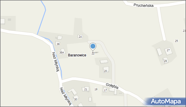 Ochaby Wielkie, Gołębia, 22, mapa Ochaby Wielkie