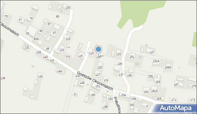 Okocim, Goetzów Okocimskich, 125, mapa Okocim