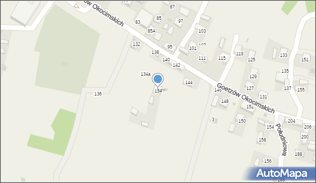 Okocim, Goetzów Okocimskich, 134, mapa Okocim