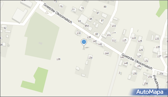 Okocim, Goetzów Okocimskich, 134a, mapa Okocim