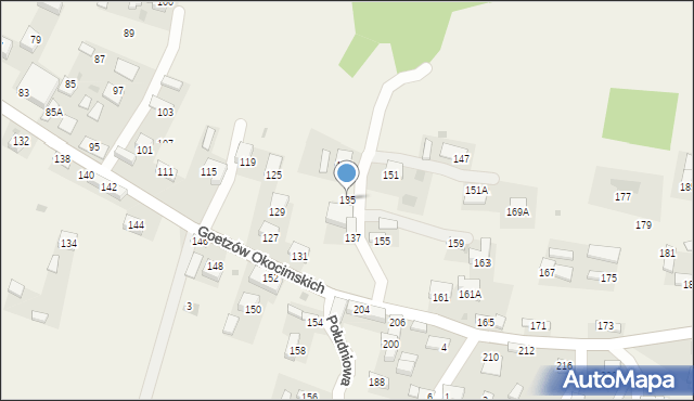 Okocim, Goetzów Okocimskich, 135, mapa Okocim
