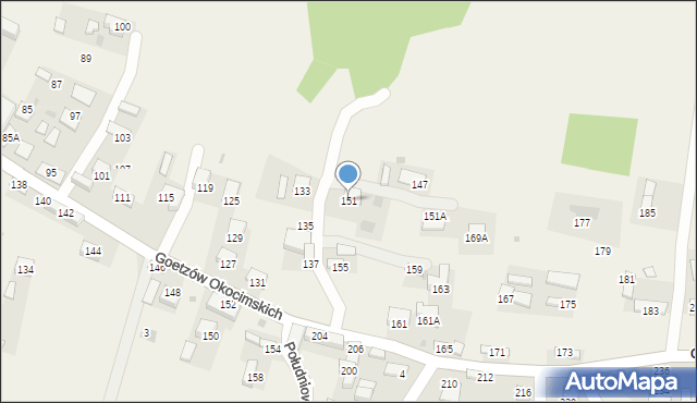 Okocim, Goetzów Okocimskich, 151, mapa Okocim