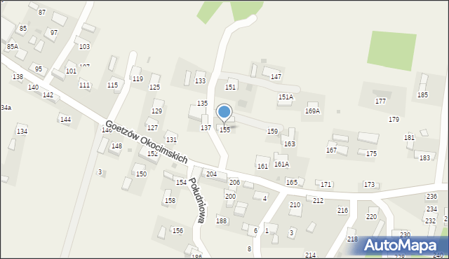 Okocim, Goetzów Okocimskich, 155, mapa Okocim