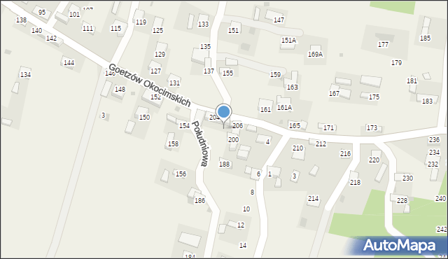 Okocim, Goetzów Okocimskich, 202, mapa Okocim