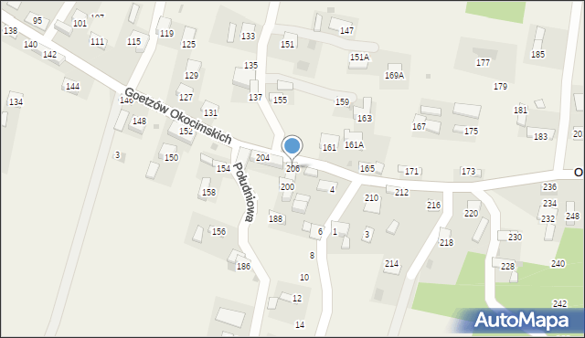 Okocim, Goetzów Okocimskich, 206, mapa Okocim