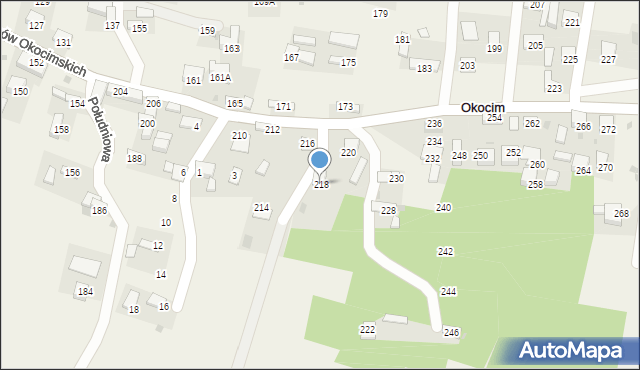 Okocim, Goetzów Okocimskich, 218, mapa Okocim