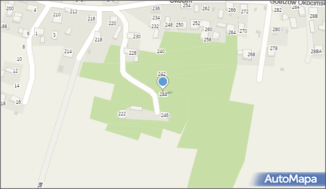 Okocim, Goetzów Okocimskich, 244, mapa Okocim