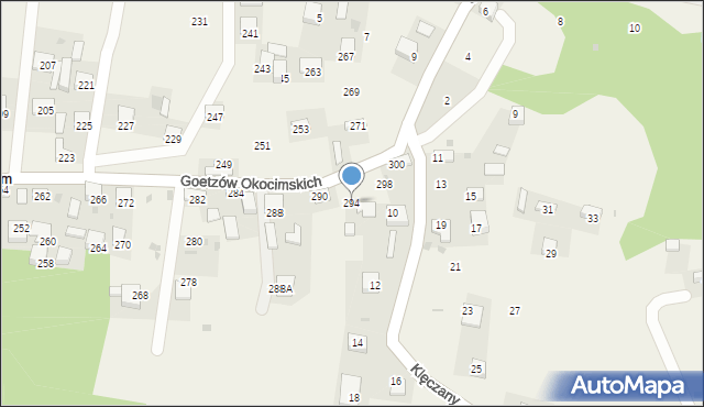 Okocim, Goetzów Okocimskich, 294, mapa Okocim