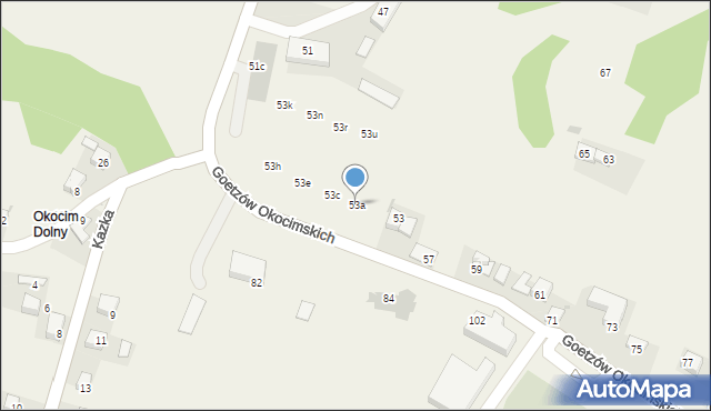 Okocim, Goetzów Okocimskich, 53a, mapa Okocim