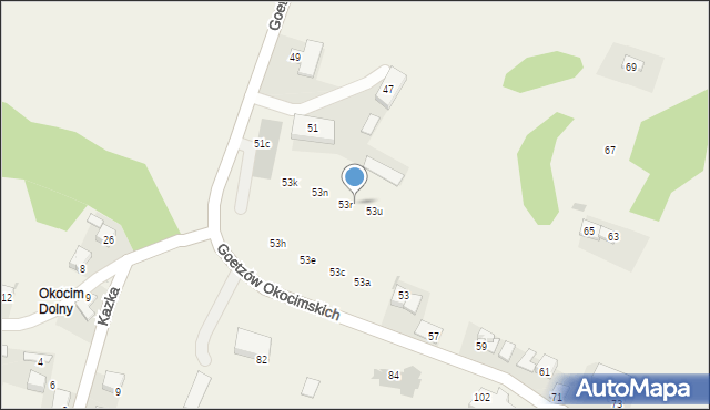 Okocim, Goetzów Okocimskich, 53s, mapa Okocim