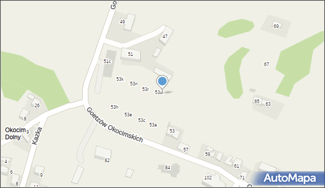 Okocim, Goetzów Okocimskich, 53w, mapa Okocim
