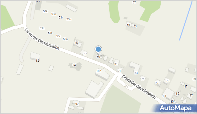 Okocim, Goetzów Okocimskich, 59, mapa Okocim
