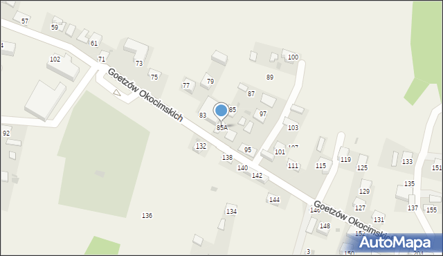 Okocim, Goetzów Okocimskich, 85A, mapa Okocim