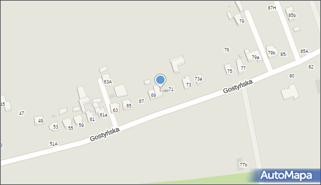 Osieczna, Gostyńska, 69a, mapa Osieczna