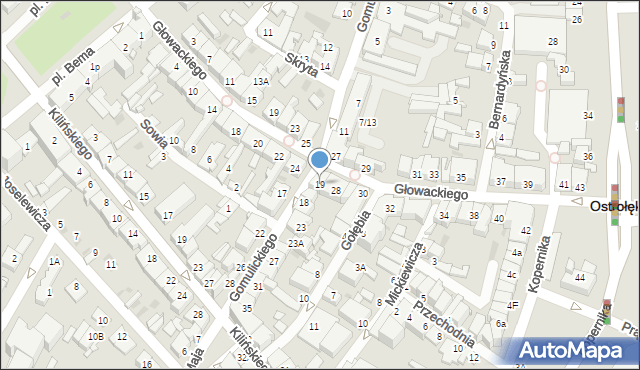 Ostrołęka, Gomulickiego Wiktora, 19, mapa Ostrołęka