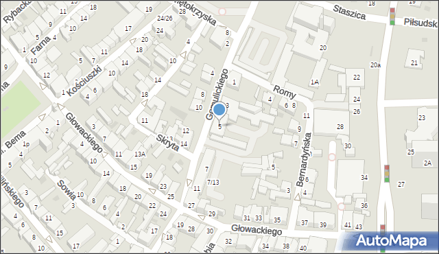 Ostrołęka, Gomulickiego Wiktora, 5, mapa Ostrołęka