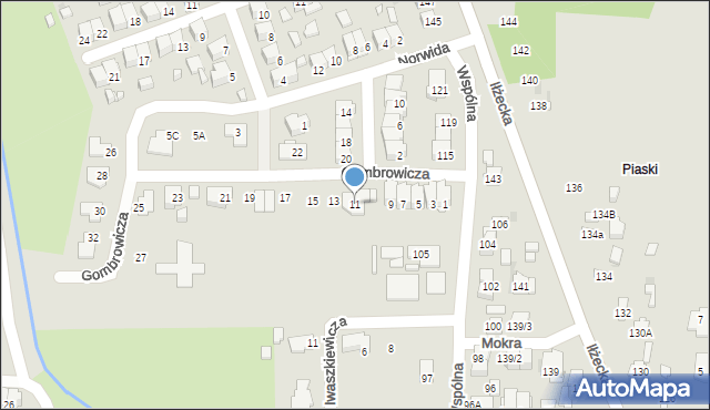 Ostrowiec Świętokrzyski, Gombrowicza Witolda, 11, mapa Ostrowiec Świętokrzyski