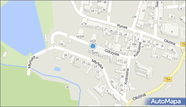 Ostrowiec Świętokrzyski, Górzysta, 13, mapa Ostrowiec Świętokrzyski