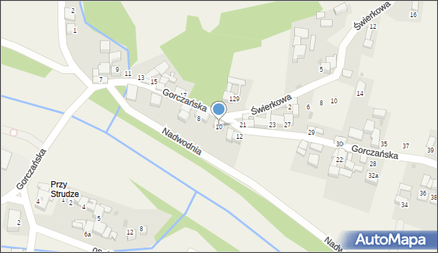 Ostrowsko, Gorczańska, 10, mapa Ostrowsko