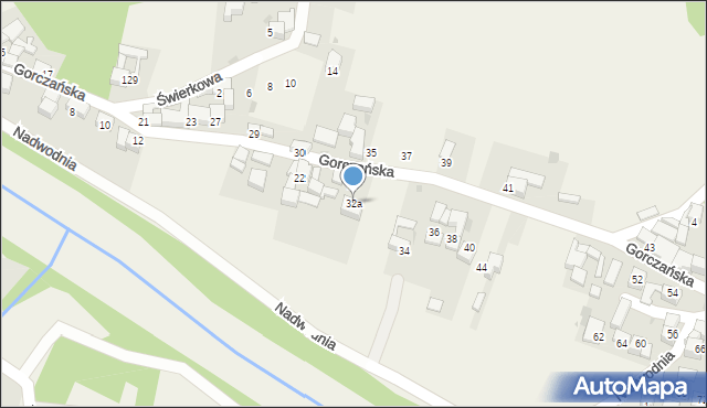 Ostrowsko, Gorczańska, 32a, mapa Ostrowsko