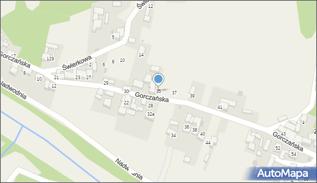 Ostrowsko, Gorczańska, 35, mapa Ostrowsko
