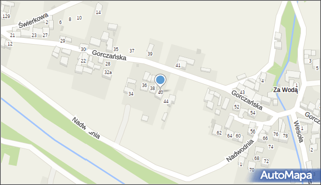 Ostrowsko, Gorczańska, 40, mapa Ostrowsko