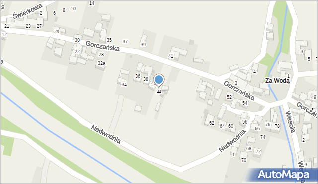 Ostrowsko, Gorczańska, 44, mapa Ostrowsko