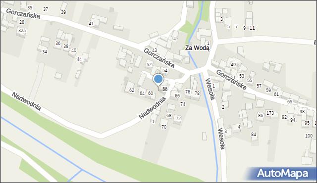 Ostrowsko, Gorczańska, 58, mapa Ostrowsko