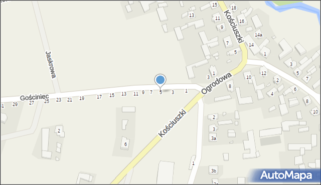 Ostrowy nad Okszą, Gościniec, 5, mapa Ostrowy nad Okszą