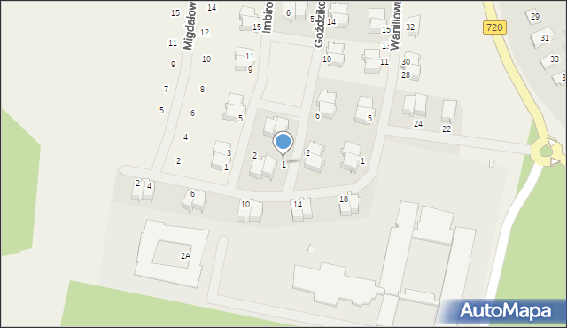 Otrębusy, Goździkowa, 1, mapa Otrębusy