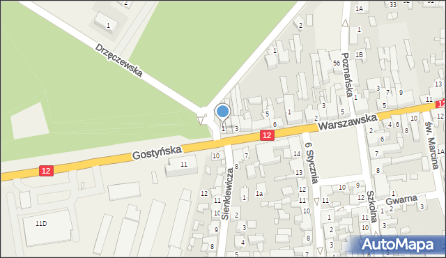Piaski, Gostyńska, 1, mapa Piaski