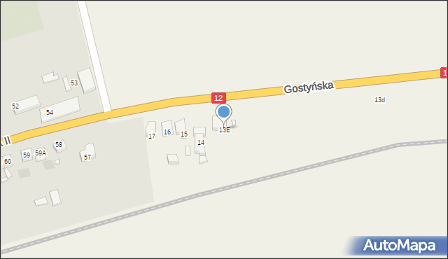 Piaski, Gostyńska, 13E, mapa Piaski