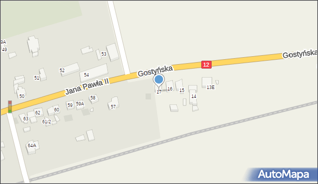 Piaski, Gostyńska, 17, mapa Piaski